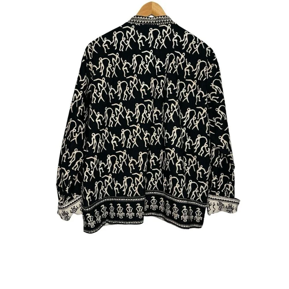 VTG Sam Hilu Art to Wear Jacket Reversible Tribal Button Up Women’s Size L/XL